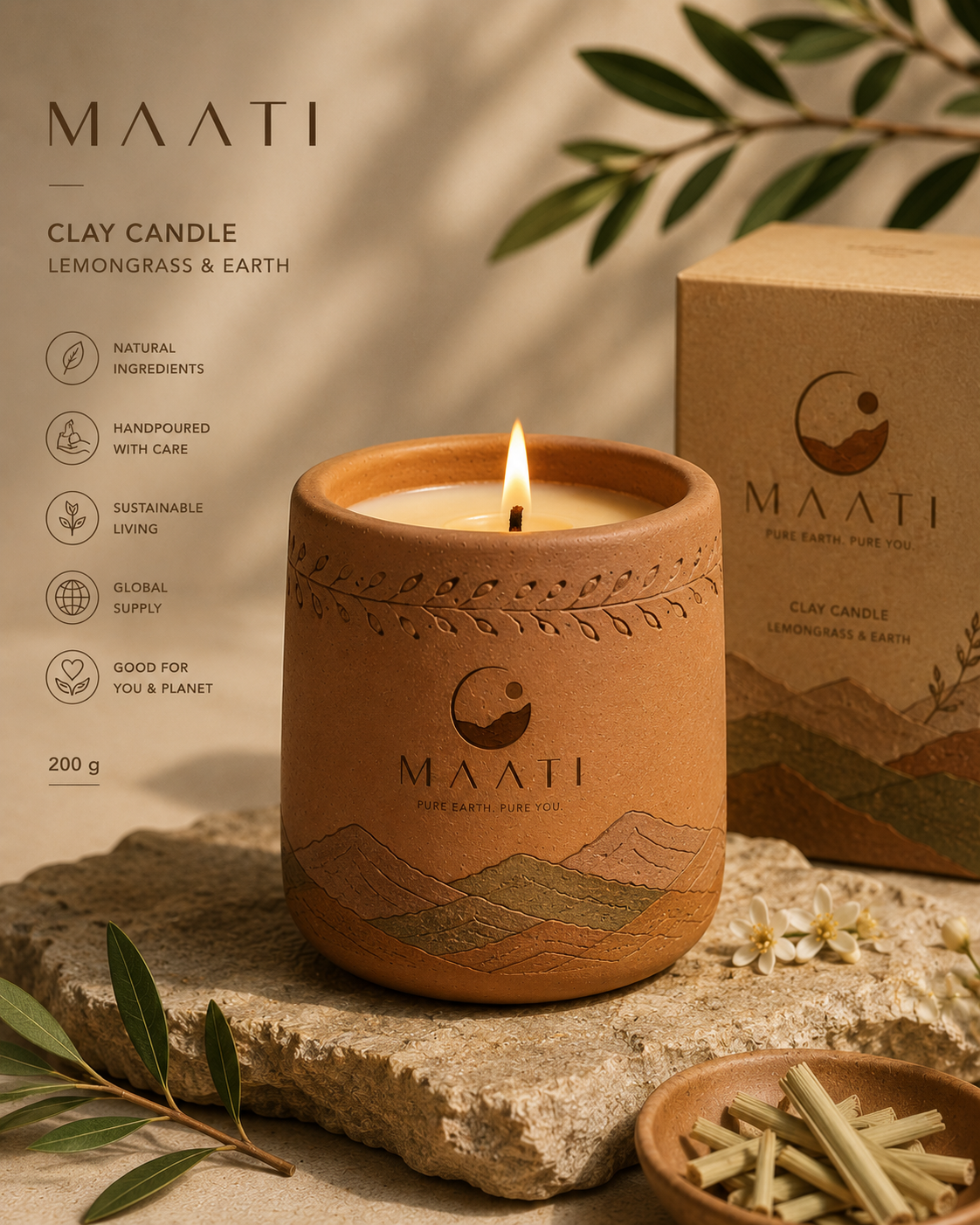 Terracotta clay candle